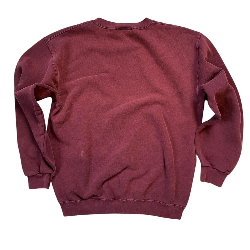 Vintage 90s Aeropostale Varsity Distressed Crewneck Maroon Sweatshirt Size M - Picture 4 of 8
